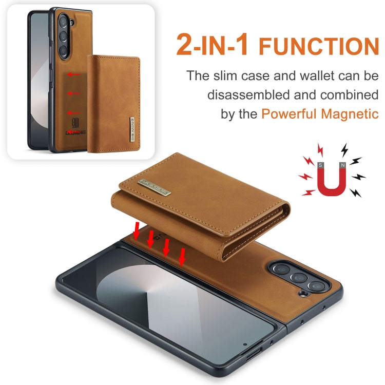 For Samsung Galaxy Z Fold6 DG.MING M1 Series 3-Fold Multi Card Wallet + Magnetic Phone Case(Brown)
