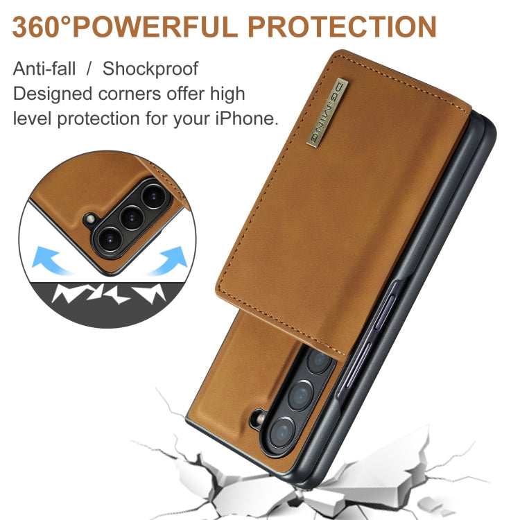 For Samsung Galaxy Z Fold6 DG.MING M1 Series 3-Fold Multi Card Wallet + Magnetic Phone Case(Brown)