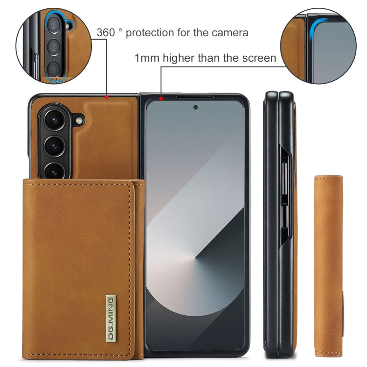 For Samsung Galaxy Z Fold6 DG.MING M1 Series 3-Fold Multi Card Wallet + Magnetic Phone Case(Brown)