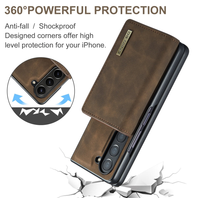 For Samsung Galaxy Z Fold6 DG.MING M1 Series 3-Fold Multi Card Wallet + Magnetic Phone Case(Coffee)
