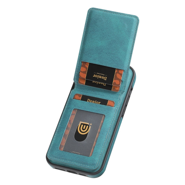 For iPhone 12 / 12 Pro Denior D17 Skin Feel MagSafe Detachable Card Slot Phone Case(Blue)