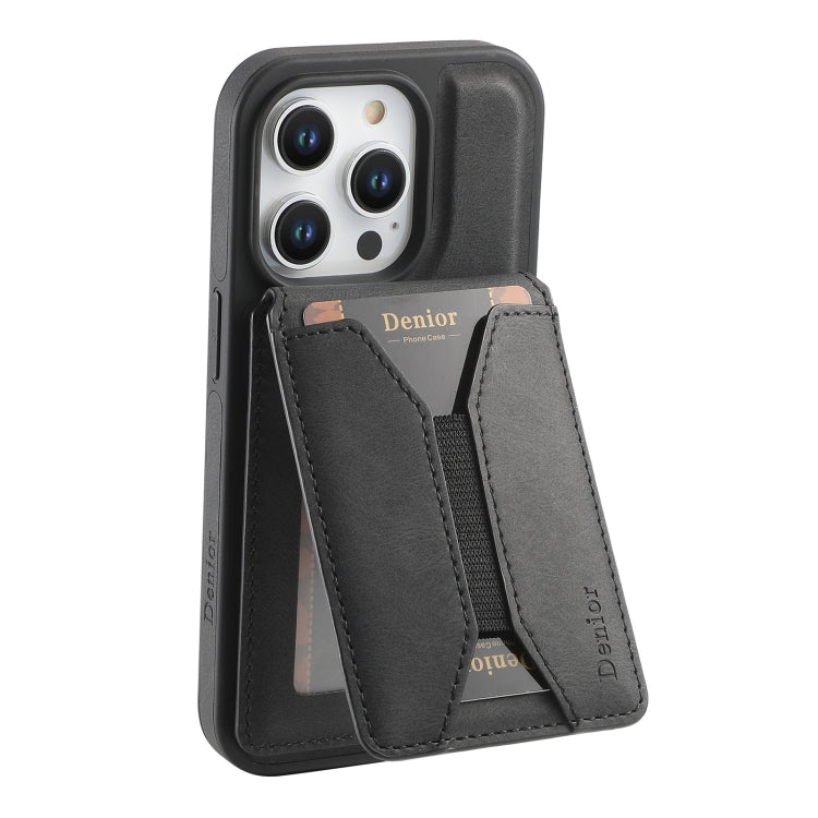 For iPhone 12 Pro Max Denior D17 Skin Feel MagSafe Detachable Card Slot Phone Case(Black)