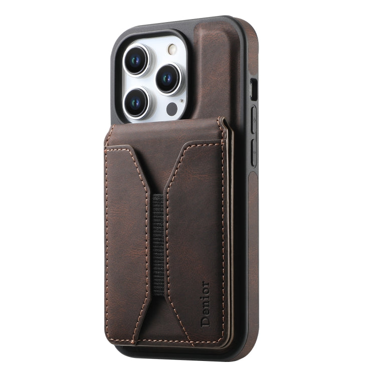 For iPhone 13 Pro Denior D17 Skin Feel MagSafe Detachable Card Slot Phone Case(Brown)