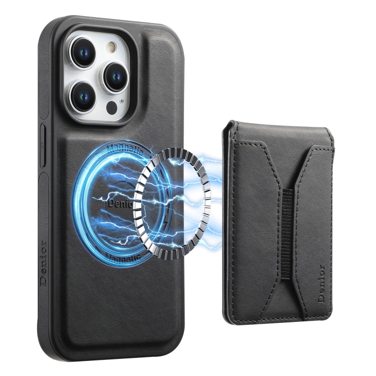 For iPhone 13 Pro Denior D17 Skin Feel MagSafe Detachable Card Slot Phone Case(Black)