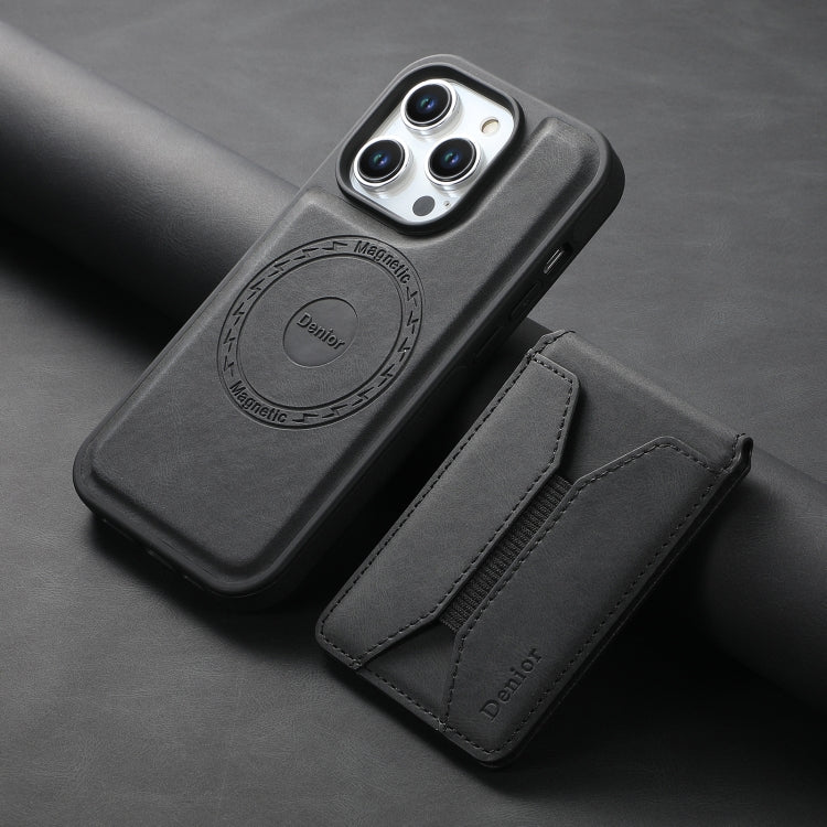 For iPhone 13 Pro Denior D17 Skin Feel MagSafe Detachable Card Slot Phone Case(Black)