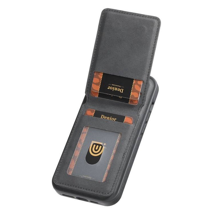 For iPhone 13 Pro Max Denior D17 Skin Feel MagSafe Detachable Card Slot Phone Case(Black)