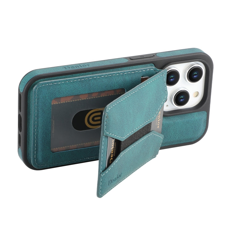 For iPhone 14 Pro Denior D17 Skin Feel MagSafe Detachable Card Slot Phone Case(Blue)