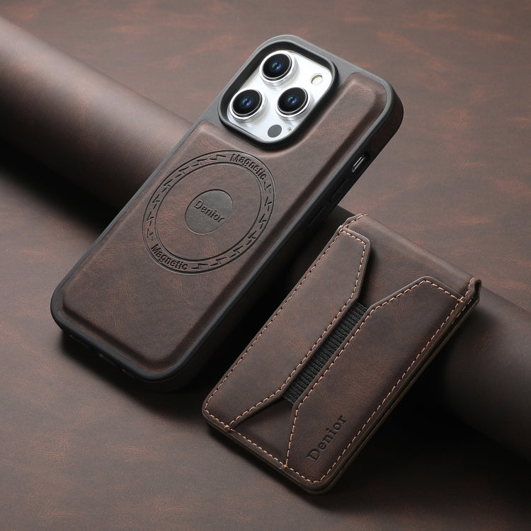 For iPhone 14 Pro Denior D17 Skin Feel MagSafe Detachable Card Slot Phone Case(Brown)