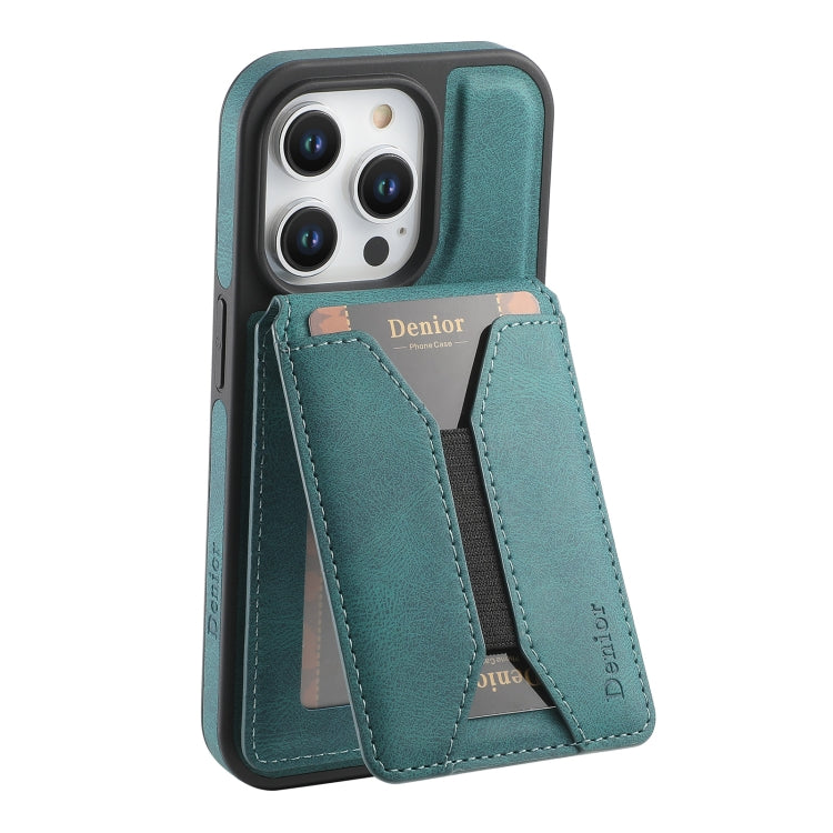 For iPhone 15 Plus / 14 Plus Denior D17 Skin Feel MagSafe Detachable Card Slot Phone Case(Blue)