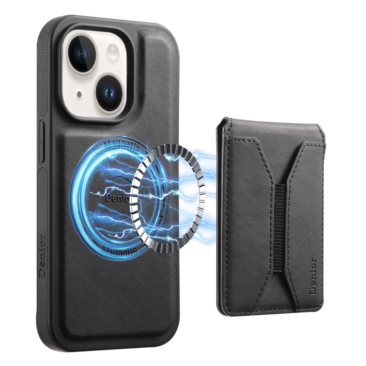 For iPhone 15 Plus / 14 Plus Denior D17 Skin Feel MagSafe Detachable Card Slot Phone Case(Black)