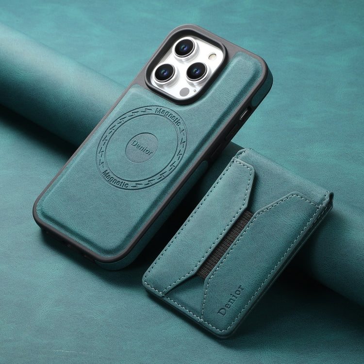 For iPhone 15 Pro Denior D17 Skin Feel MagSafe Detachable Card Slot Phone Case(Blue)