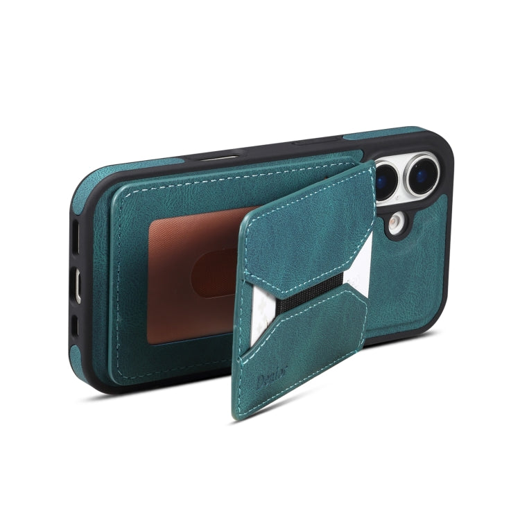 For iPhone 16 Denior D17 Skin Feel MagSafe Detachable Card Slot Phone Case(Blue)
