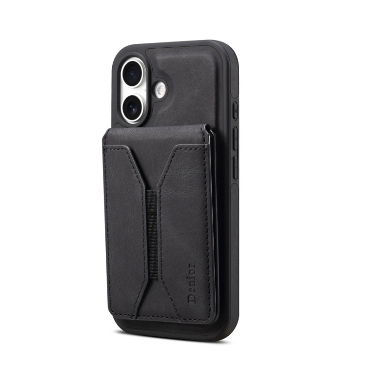 For iPhone 16 Denior D17 Skin Feel MagSafe Detachable Card Slot Phone Case(Black)