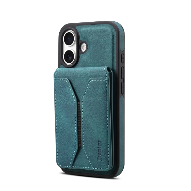 For iPhone 16 Plus Denior D17 Skin Feel MagSafe Detachable Card Slot Phone Case(Blue)