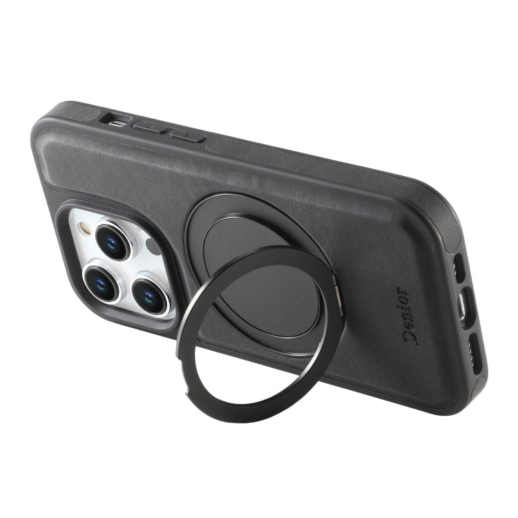 For iPhone 12 / 12 Pro Denior A14 Skin Feel Rotating Holder MagSafe Phone Case(Black)