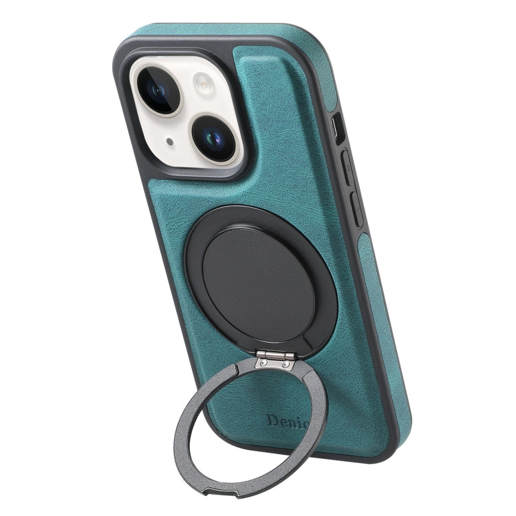 For iPhone 14 / 13 Denior A14 Skin Feel Rotating Holder MagSafe Phone Case(Blue)
