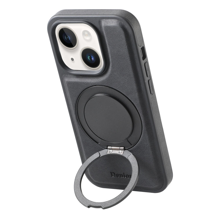 For iPhone 14 / 13 Denior A14 Skin Feel Rotating Holder MagSafe Phone Case(Black)