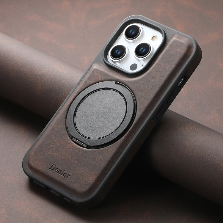 For iPhone 13 Pro Max Denior A14 Skin Feel Rotating Holder MagSafe Phone Case(Brown)