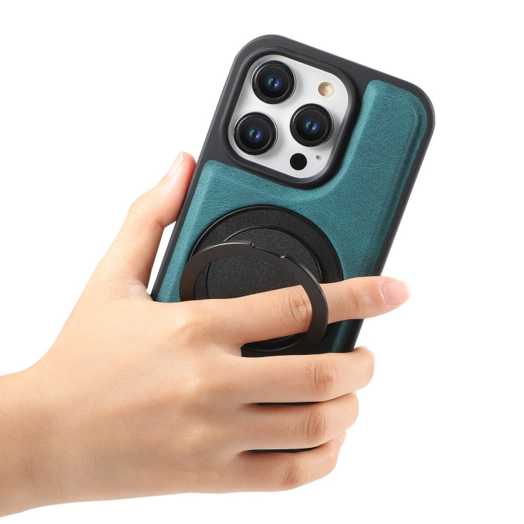 For iPhone 14 Pro Denior A14 Skin Feel Rotating Holder MagSafe Phone Case(Blue)