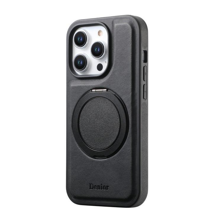 For iPhone 14 Pro Denior A14 Skin Feel Rotating Holder MagSafe Phone Case(Black)