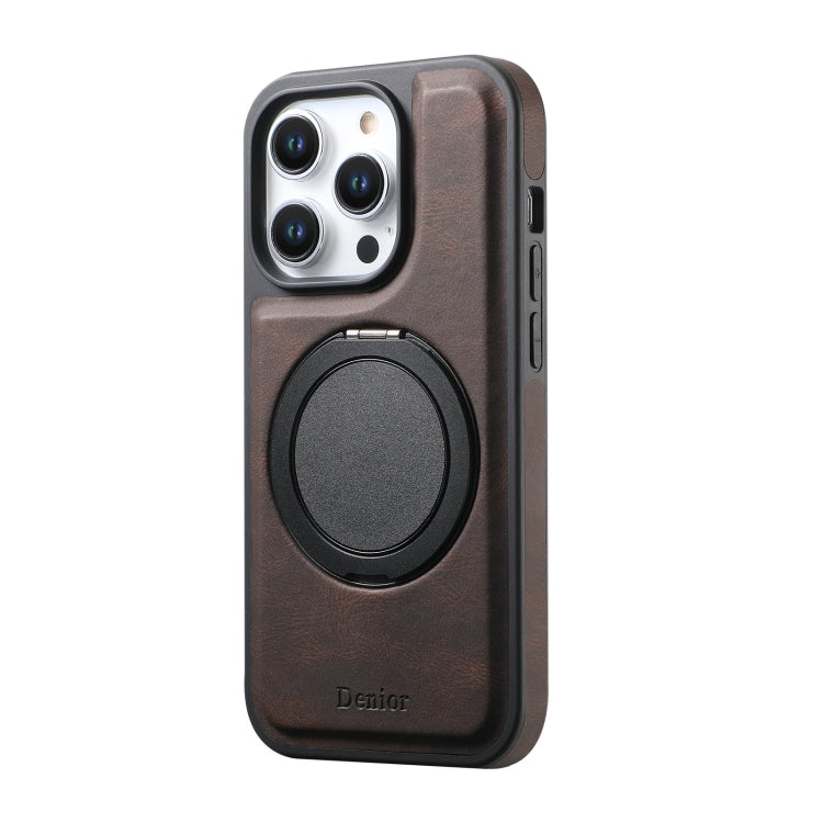 For iPhone 14 Pro Max Denior A14 Skin Feel Rotating Holder MagSafe Phone Case(Brown)