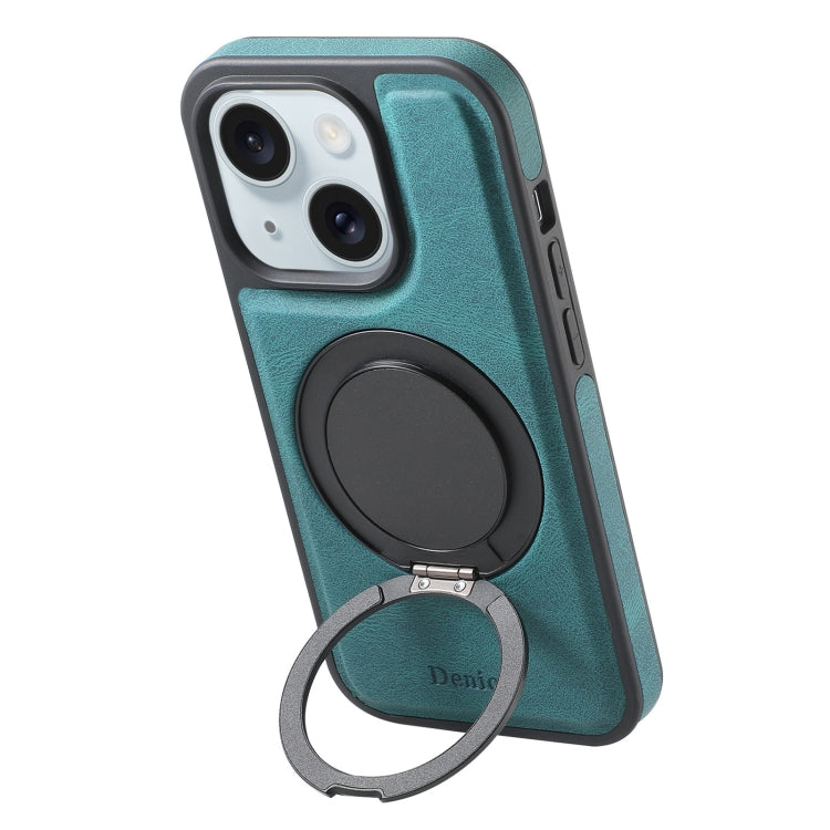For iPhone 15 Denior A14 Skin Feel Rotating Holder MagSafe Phone Case(Blue)
