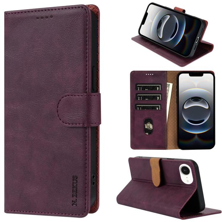For iPhone 17e / 16e N.BEKUS CSJ-P1 Solid Color Leather Phone Case(Wine Red)