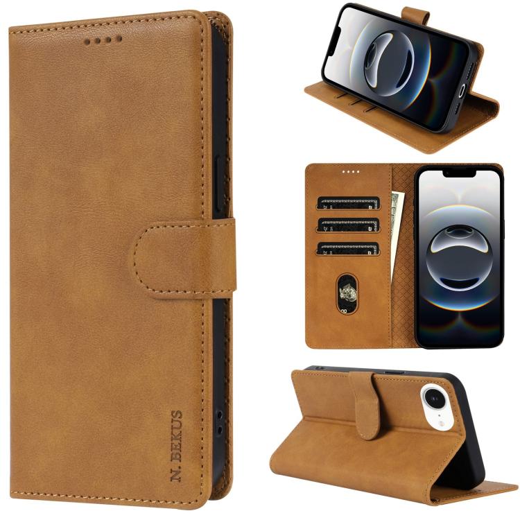 For iPhone 17e / 16e N.BEKUS CSJ-P1 Solid Color Leather Phone Case(Brown)