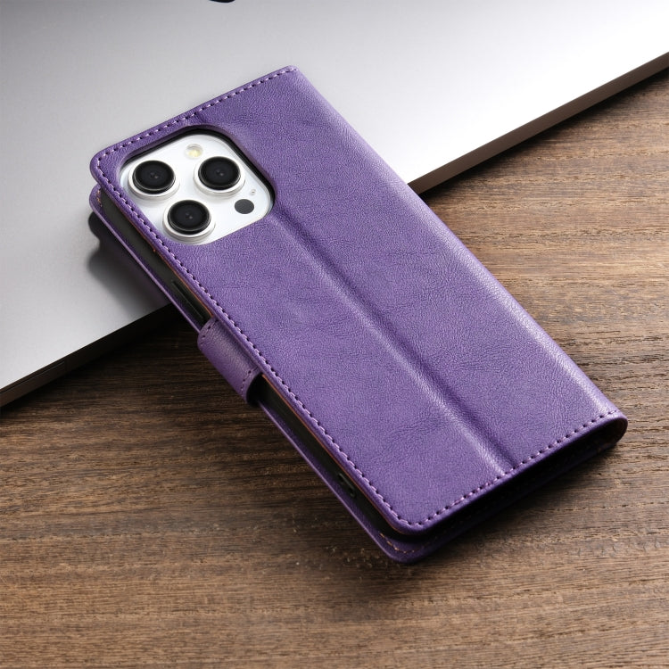 For iPhone 14 Pro N.BEKUS CSJ-P1 Solid Color Leather Phone Case(Purple)