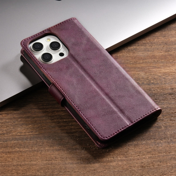 For iPhone 14 Pro Max N.BEKUS CSJ-P1 Solid Color Leather Phone Case(Wine Red)