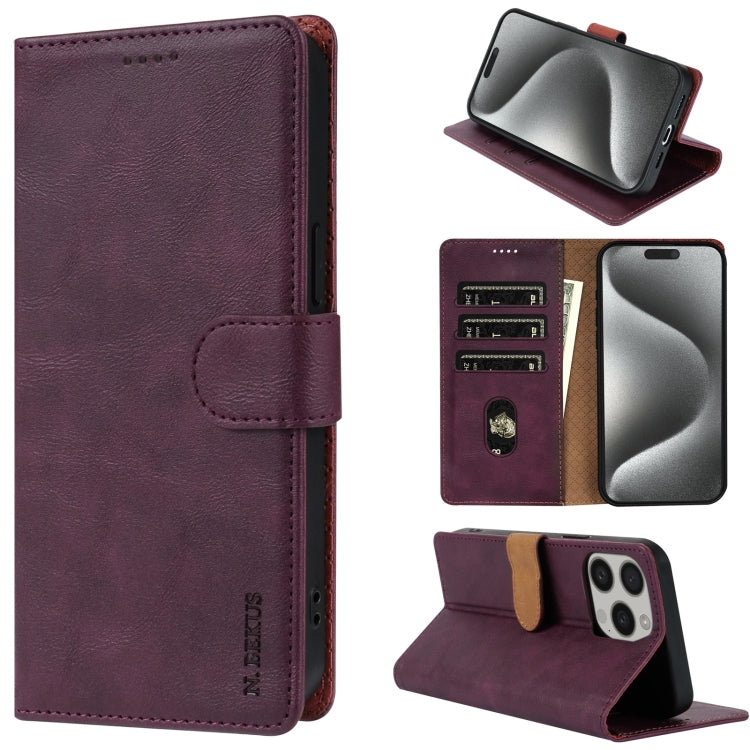 For iPhone 12 / 12 Pro N.BEKUS CSJ-P1 Solid Color Leather Phone Case(Wine Red)