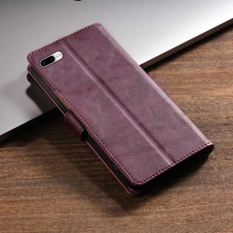 For iPhone 8 Plus / 7 Plus N.BEKUS CSJ-P1 Solid Color Leather Phone Case(Wine Red)