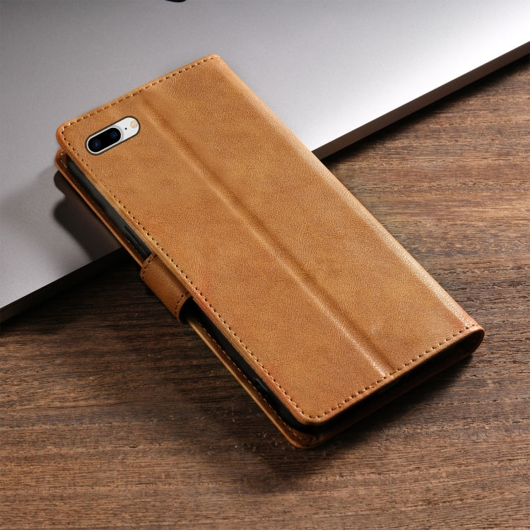 For iPhone 8 Plus / 7 Plus N.BEKUS CSJ-P1 Solid Color Leather Phone Case(Brown)