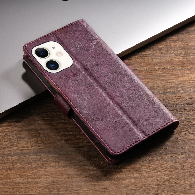 For iPhone 13 mini / 12 mini N.BEKUS CSJ-P1 Solid Color Leather Phone Case(Wine Red)