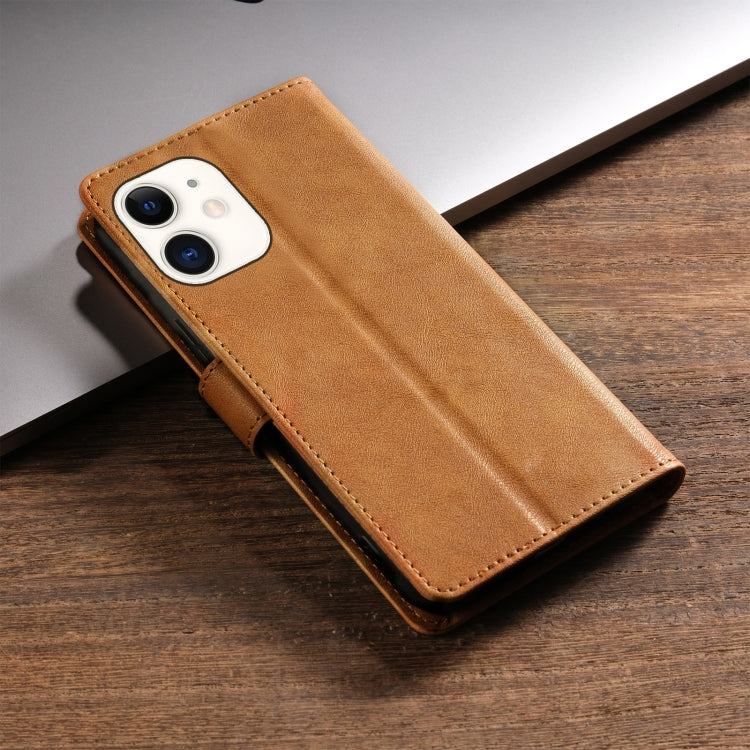 For iPhone 13 mini / 12 mini N.BEKUS CSJ-P1 Solid Color Leather Phone Case(Brown)