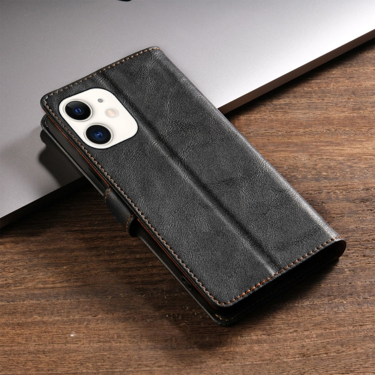 For iPhone 13 mini / 12 mini N.BEKUS CSJ-P1 Solid Color Leather Phone Case(Black)