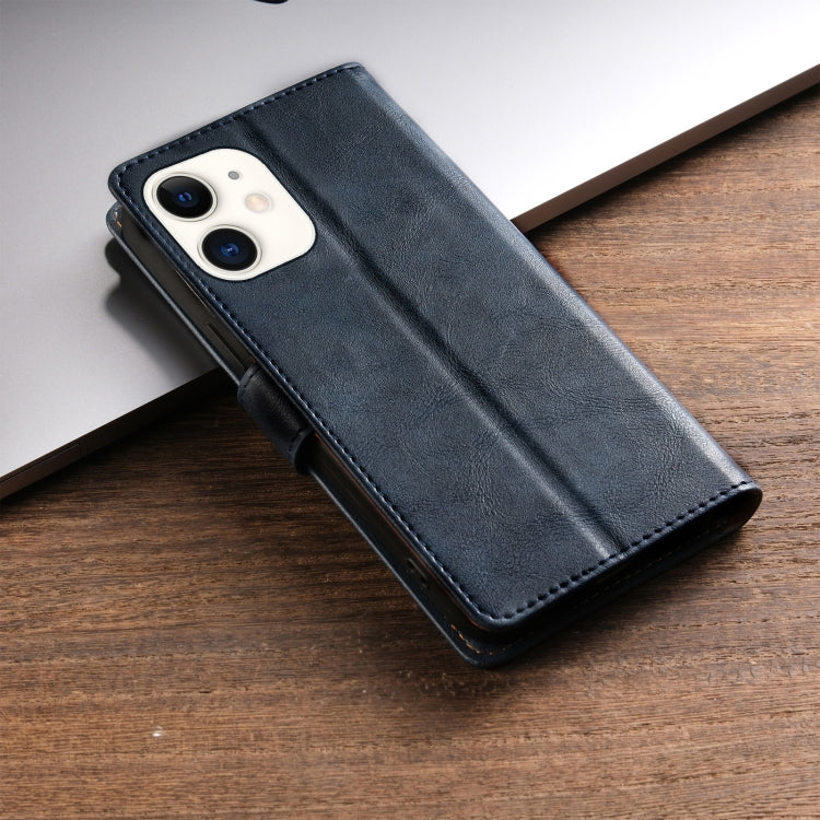 For iPhone 13 mini / 12 mini N.BEKUS CSJ-P1 Solid Color Leather Phone Case(Blue)