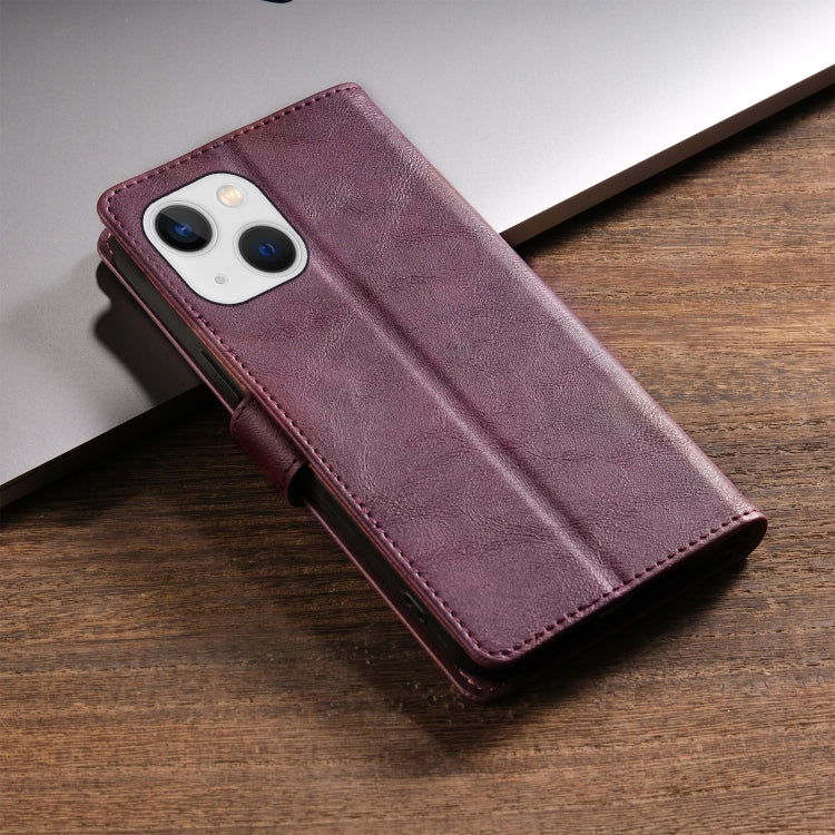 For iPhone 14 Plus N.BEKUS CSJ-P1 Solid Color Leather Phone Case(Wine Red)