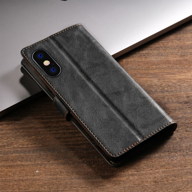 For iPhone XS Max N.BEKUS CSJ-P1 Solid Color Leather Phone Case(Black)