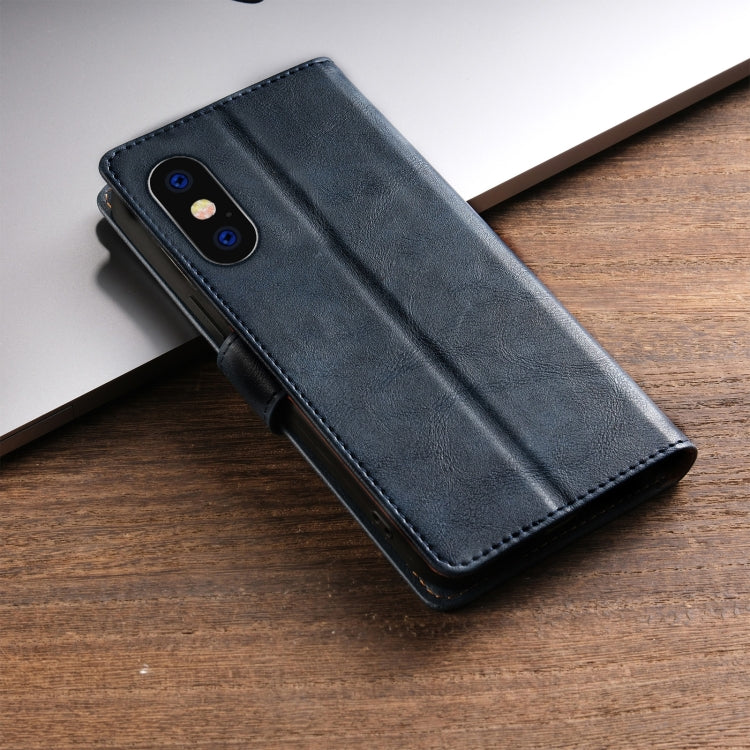 For iPhone XS Max N.BEKUS CSJ-P1 Solid Color Leather Phone Case(Blue)