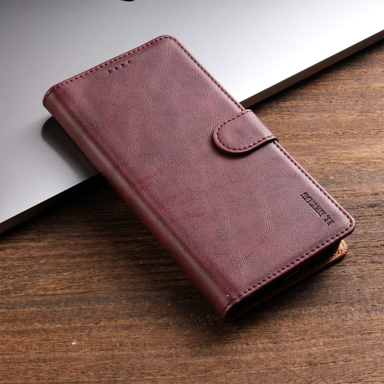 For iPhone XR N.BEKUS CSJ-P1 Solid Color Leather Phone Case(Wine Red)