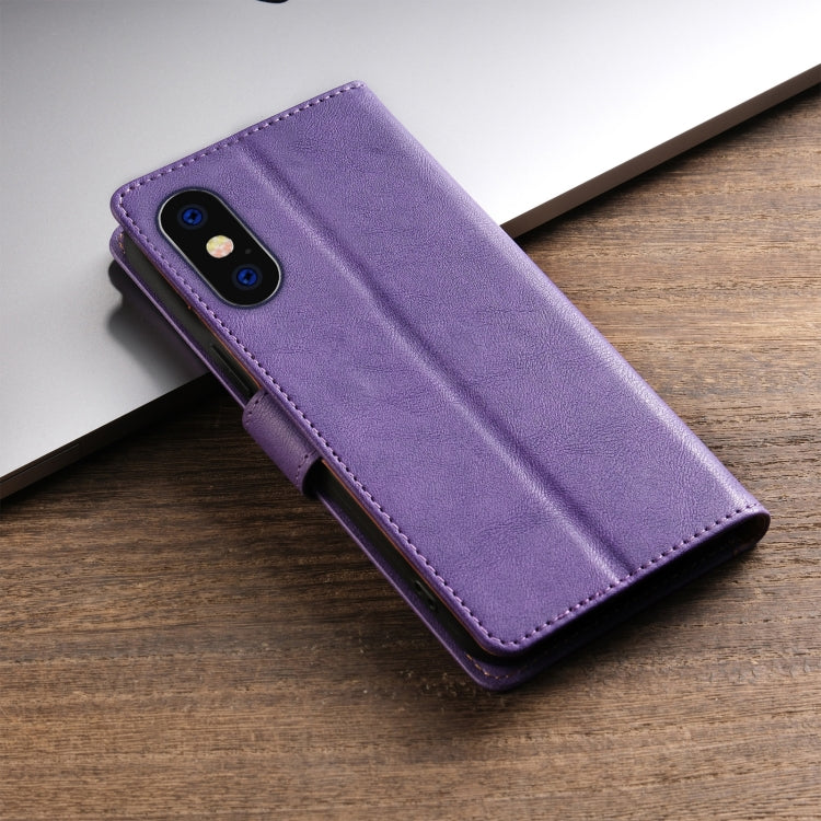 For iPhone XR N.BEKUS CSJ-P1 Solid Color Leather Phone Case(Purple)