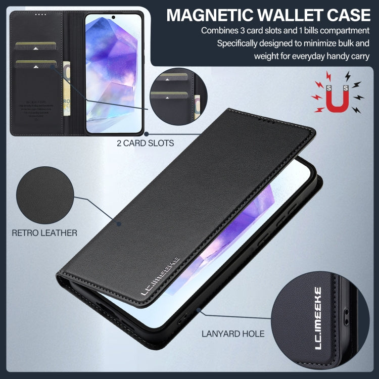 For Samsung Galaxy A54 5G LC.IMEEKE L1 Series Frosted Fine Texture PU Phone Case(Black)