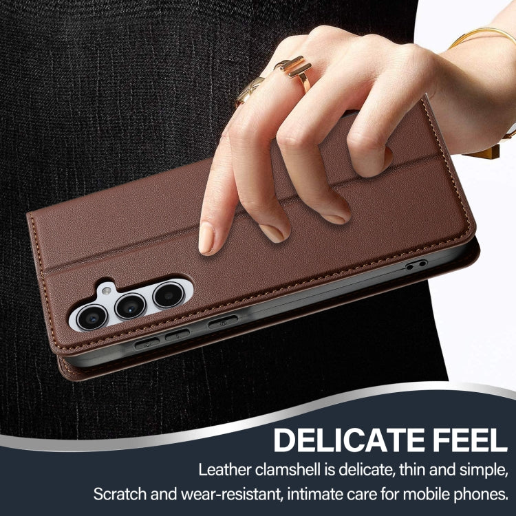 For Samsung Galaxy A54 5G LC.IMEEKE L1 Series Frosted Fine Texture PU Phone Case(Brown)