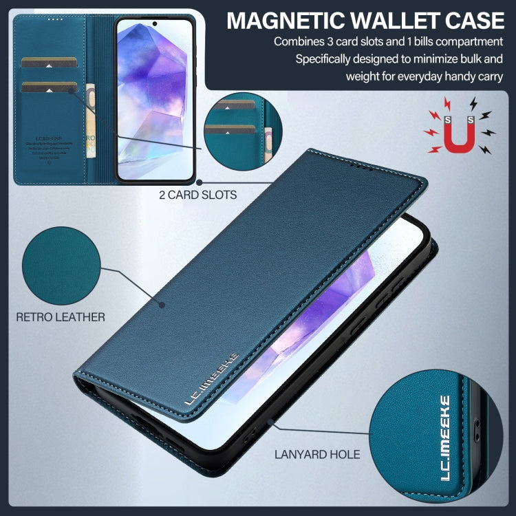 For Samsung Galaxy A54 5G LC.IMEEKE L1 Series Frosted Fine Texture PU Phone Case(Blue)