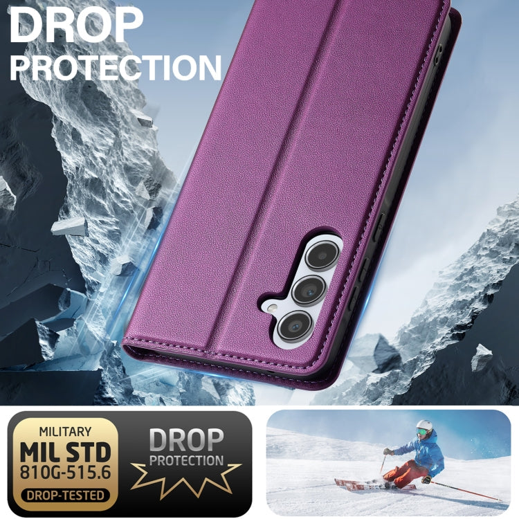For Samsung Galaxy A54 5G LC.IMEEKE L1 Series Frosted Fine Texture PU Phone Case(Purple)