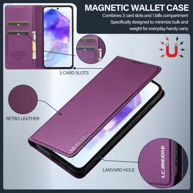 For Samsung Galaxy A54 5G LC.IMEEKE L1 Series Frosted Fine Texture PU Phone Case(Purple)