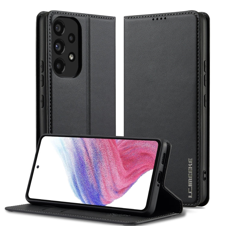 For Samsung Galaxy A53 5G LC.IMEEKE L1 Series Frosted Fine Texture PU Phone Case(Black)