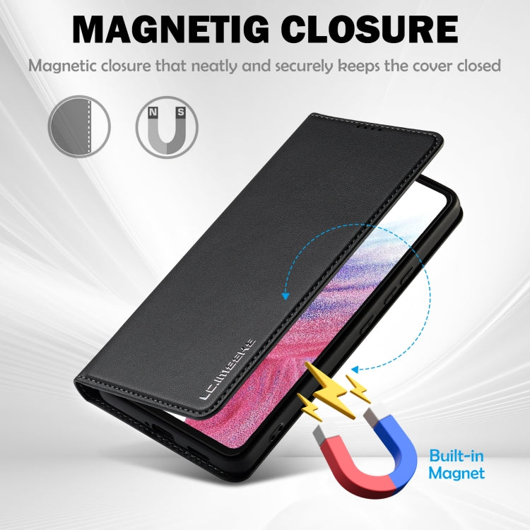 For Samsung Galaxy A53 5G LC.IMEEKE L1 Series Frosted Fine Texture PU Phone Case(Black)