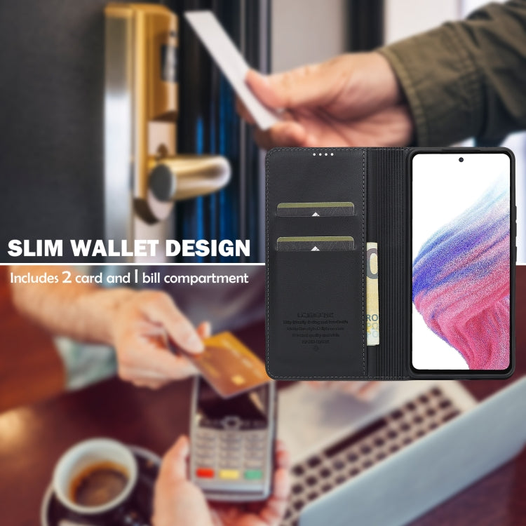 For Samsung Galaxy A53 5G LC.IMEEKE L1 Series Frosted Fine Texture PU Phone Case(Black)
